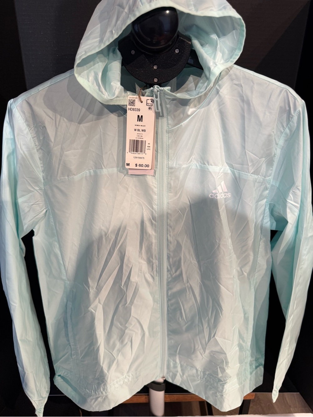 Adidas Women's Lightweight Hooded Windbreaker Jacket - Mint size M